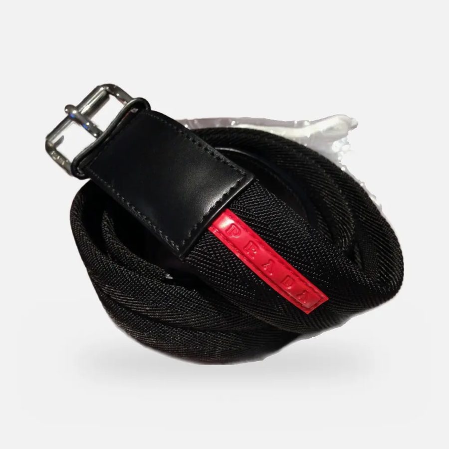 Cinto Linea Rossa Prada preto (Nero)